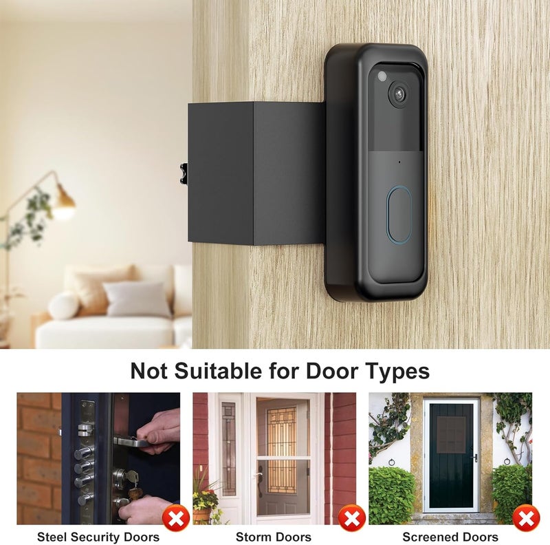 SENLEG Blink Doorbell Mount, Anti-Theft Blink Video Doorbell Door Mount Bracket No Drilling, Not Block Doorbell Motion Sensor, Easy to Install, Fit for Blink Doorbell Camera (Black) - Image 4